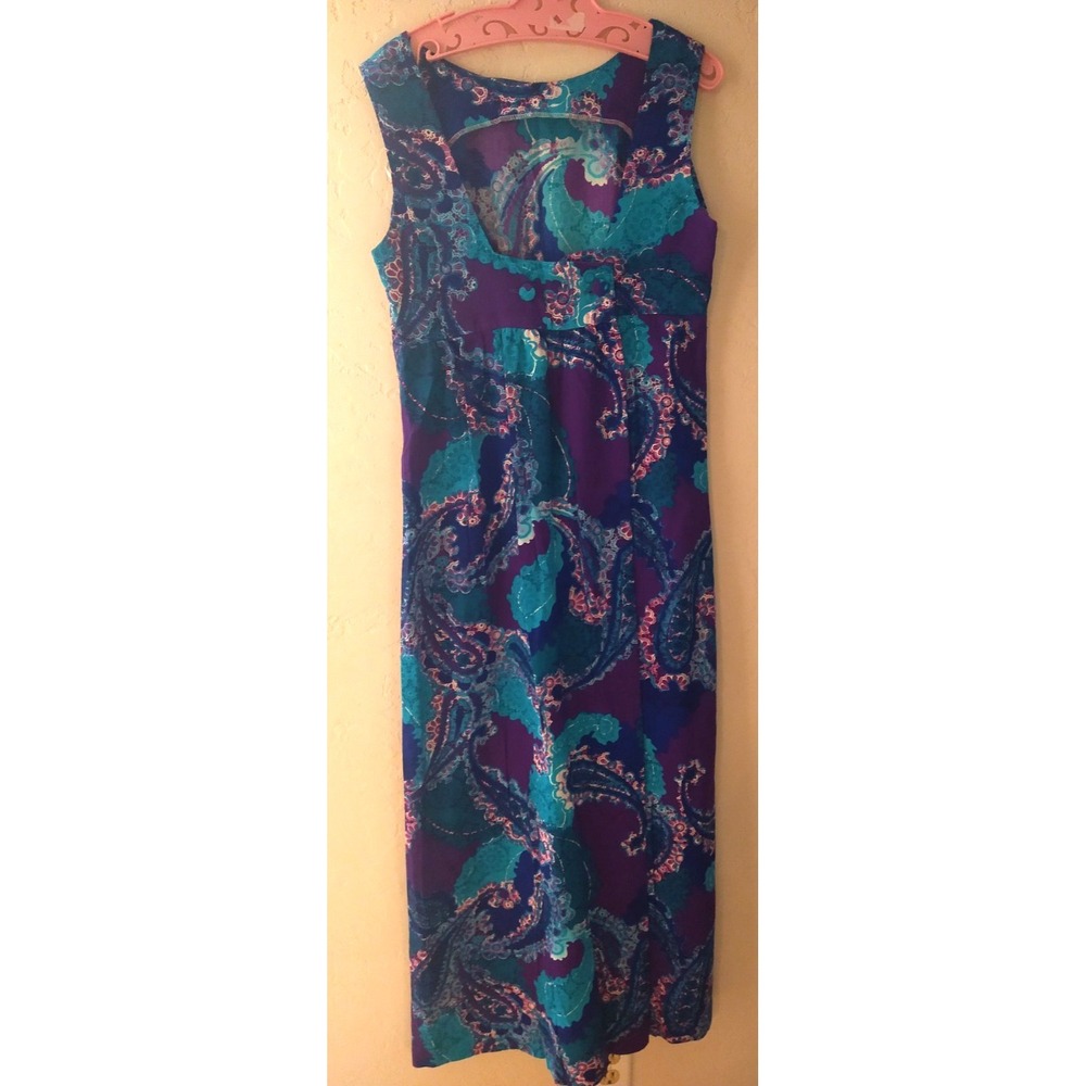 Fashions by Myra Hawaii 1960's ALine bold psychedelic paisley print Maxi Dress M